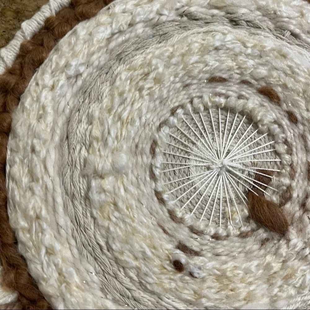 Bohemian Macrame Tassel Fringe Mixed Fiber Wall Ivory Tan Hanging Art Decor